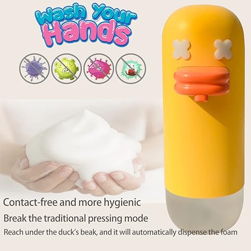 Miniatura 4 de Dispensador automático de jabón, dispensador de jabón espumoso recargable, IPX4 impermeable, dispensador de jabón de pato burbuja para niños,