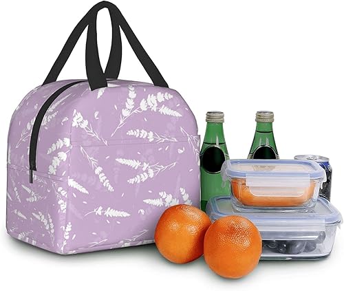 Miniatura 8 de carati - Lonchera reutilizable, bolsa de almuerzo térmica, bolsa para viaje, compras, picnic, duradera, diseño de lindas flores de lavanda en