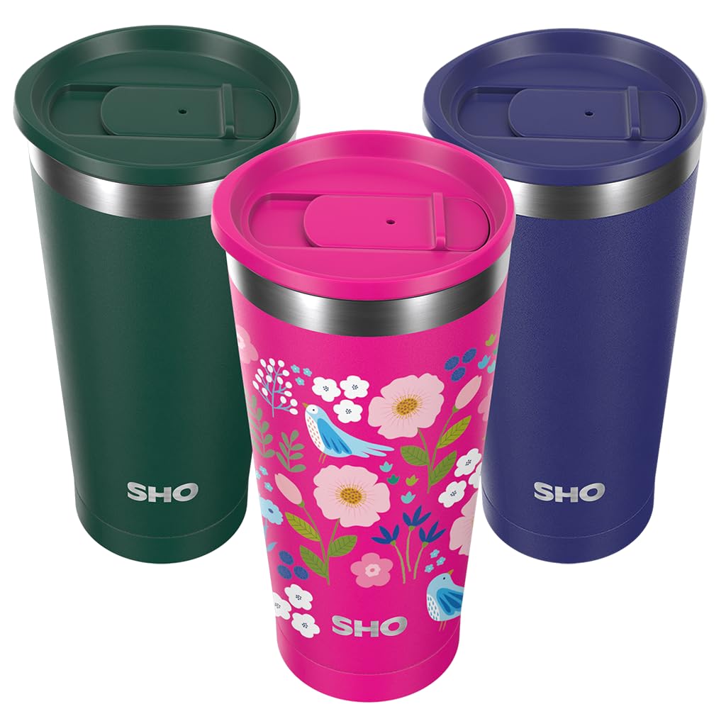 SHO Calix Insulated Stainless Steel Coffee Cup (Fuscia, 500ml)