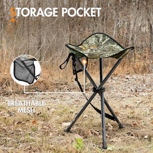 Image of Portal Tall Folding Tripod Stool for Outdoor Camping Walking Hunting Hiking Fishing Travel, Support 225 lbs