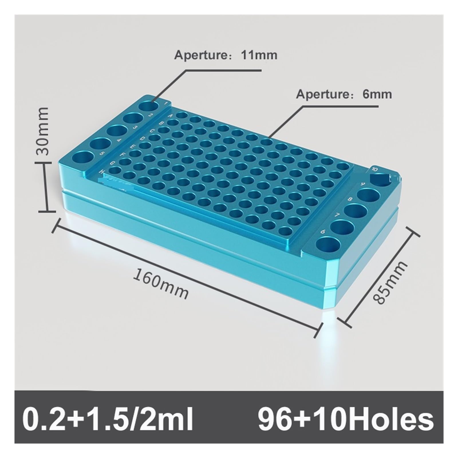 1 aluminiowy blok chłodzący z 106 dołkami (96 studzienek dla rur PCR 0,2 ml i 10 dla rur 1,5/2 ml). (106Hole-1)