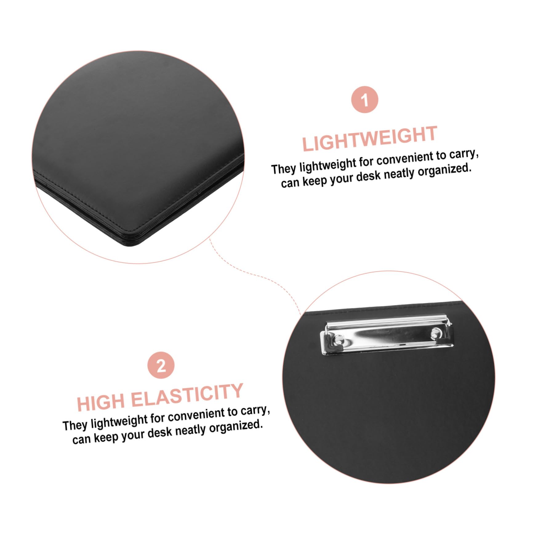Cartella Portadocumenti PU Multifunzionale con Clip Acciaio Portapenne e Blocco Note Organizer Elegante per Ufficio Conferenze e Riunioni Nero