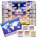 2026 World Soccer Cup Extra Large Schedule Poster 43"x32", 2Pcs Merchandise with 600 Flag Stickers and Predict Champion Poster, Tournament Wall chart for Soccer Fans Gifts Party Decorations