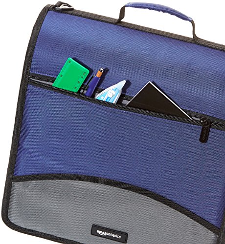Amazon Basics - Ringbuch mit 3 Ringen und Reißverschluss - D-Ring, 10,16 cm, Blau