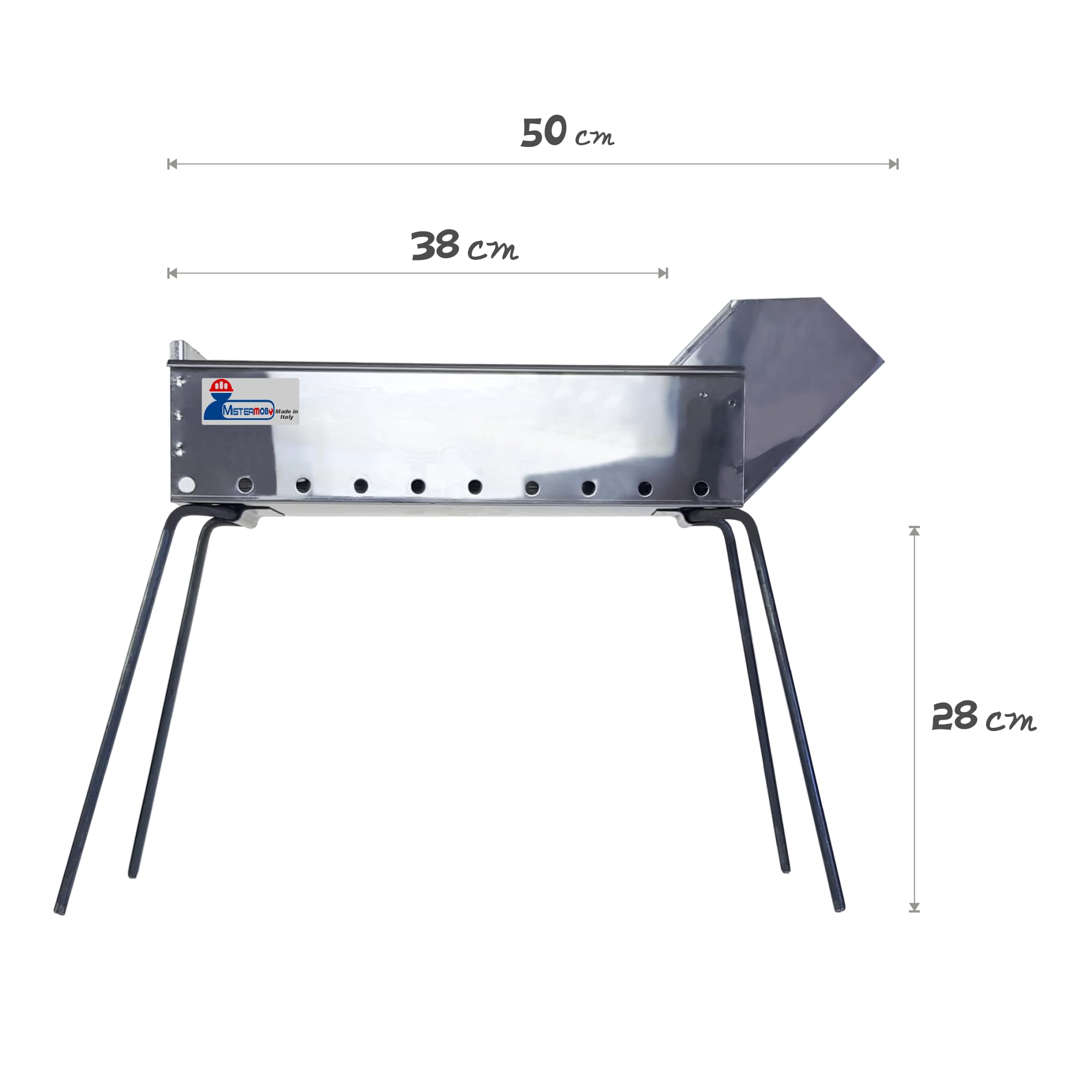 Mini barbecue en acier inoxydable de 50 cm avec pieds pliables