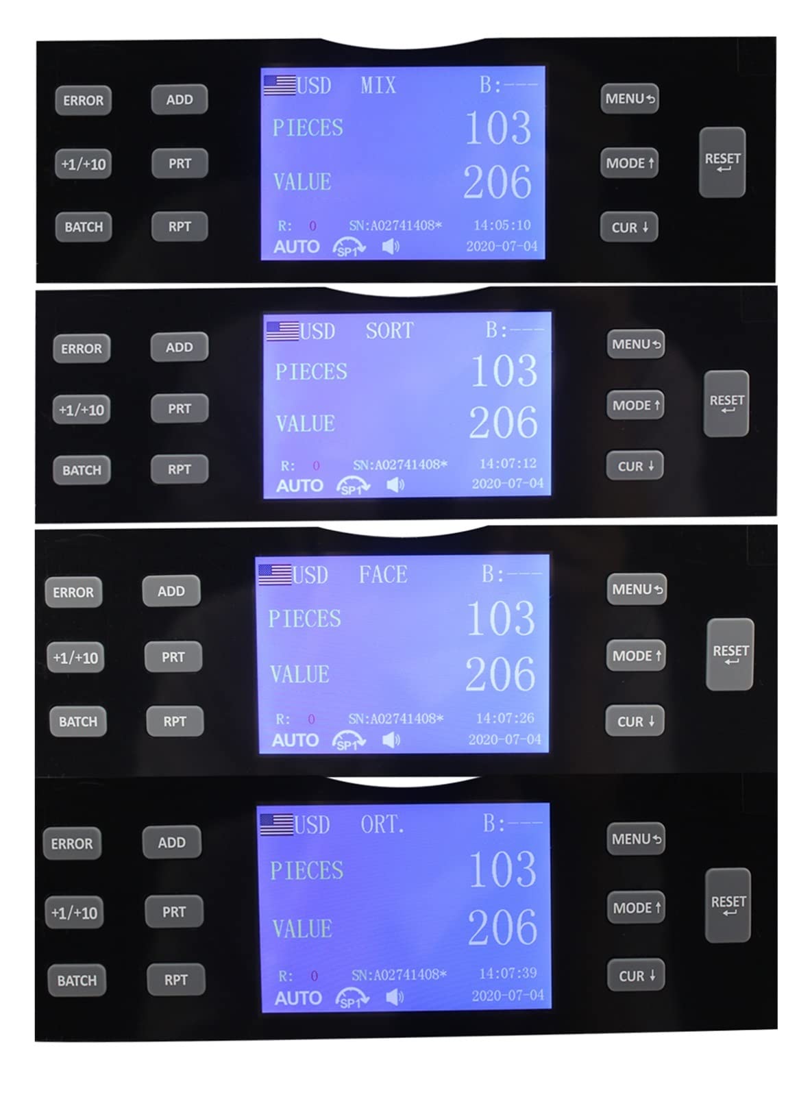 Macchina Conta Banconote, Numero di serie di moneta con banco di denaro Lettura a valore misto Sorter con banco denominazione Streccione di denaro falso con stampante incorporato con LCD Schermo