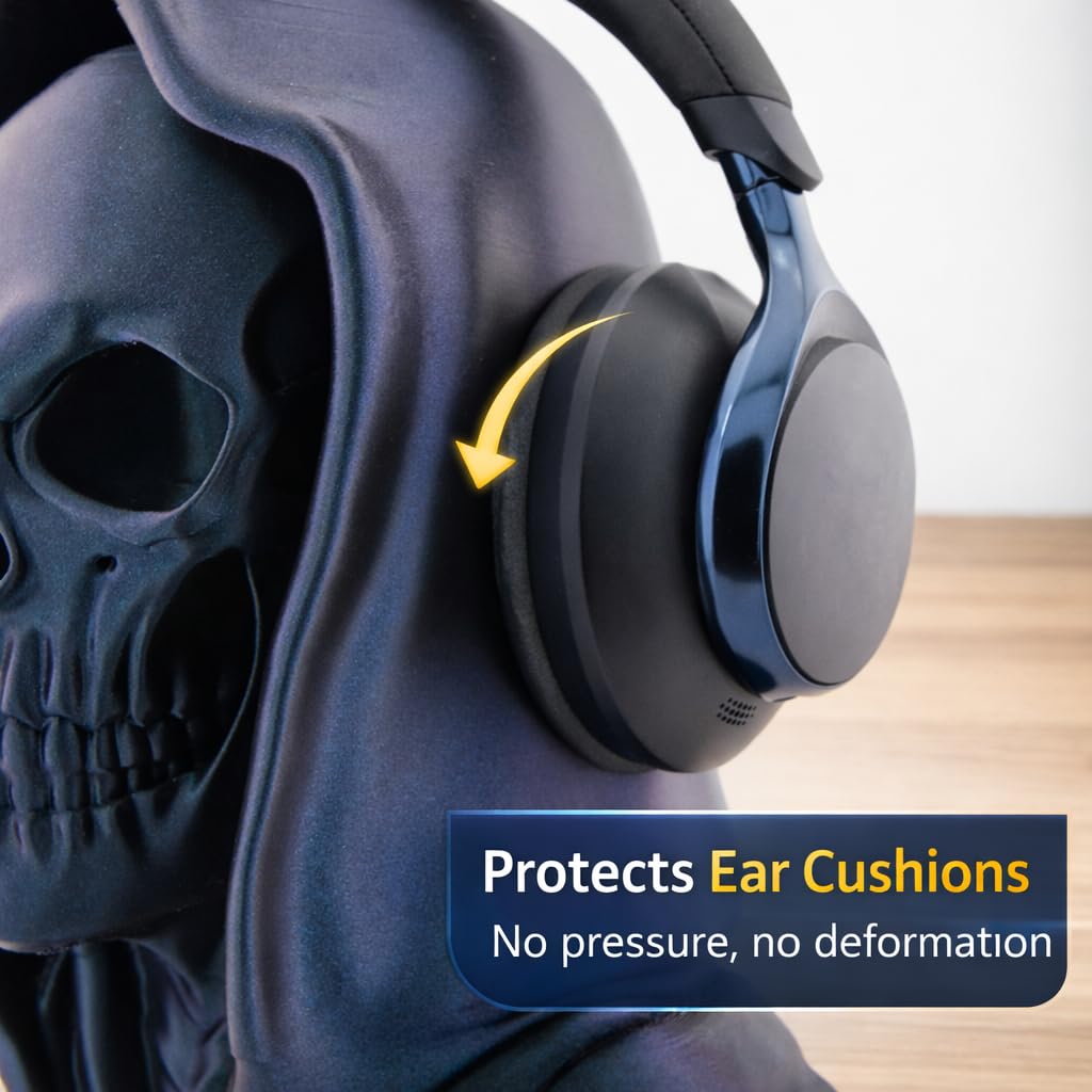 OSAZEE Totenkopf Kopfhörerständer – Skull Headphone Stand Burned Titanium Black | Premium Kopfhörerhalter für Schreibtisch & Gaming Setup | Stabil, Ohrpolster-schonend | Designed in Berlin