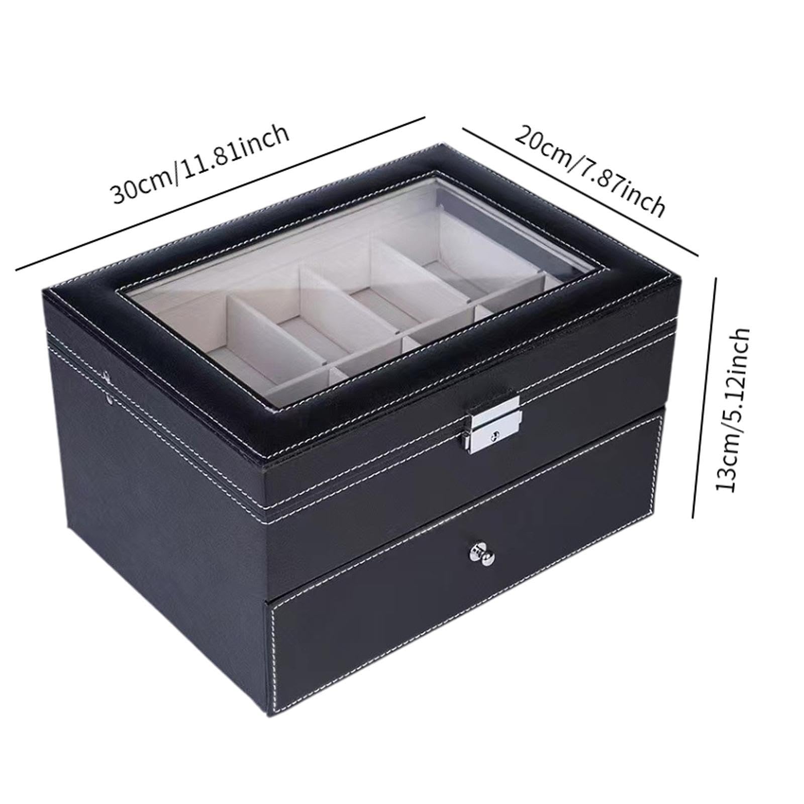 misppro Organizer Orologi 12 Slot Con Cassetto | organizer multiuso, compatto, cassetto porta oggetti, ideale per comò
