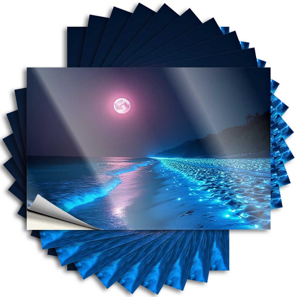 Abipuir - Magic Night Beach Mechanical Stickers with Bright Lights, 10 Signs for Man Cave Car Decals (8 x 12 cm)