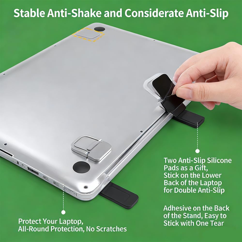 Adjustable Foldable Laptop Stand with Locking Buckle Ergonomic Portable Aluminum Riser for Secure Typing in Office Home or — view 3