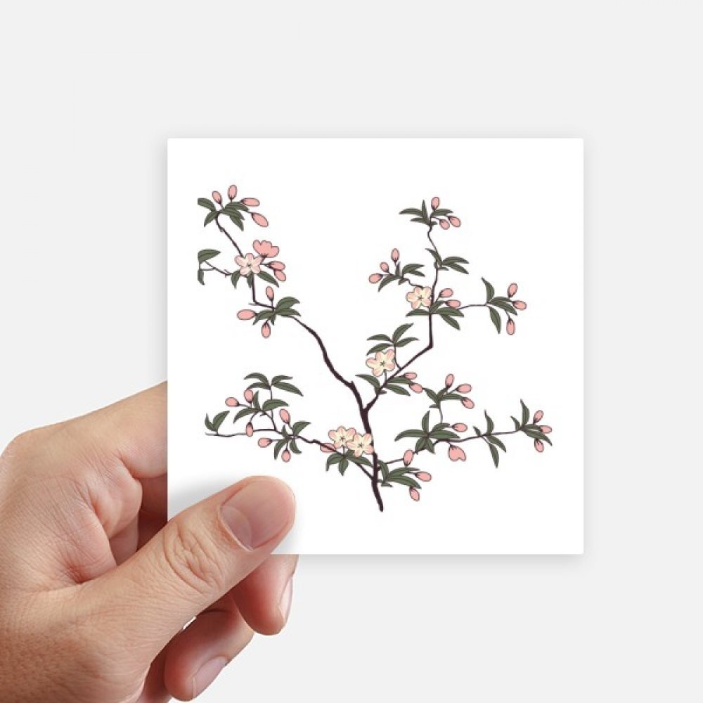 Autocollant carré de 10 cm arbre vert peinture rouge décalcomanie multicolore moto mur