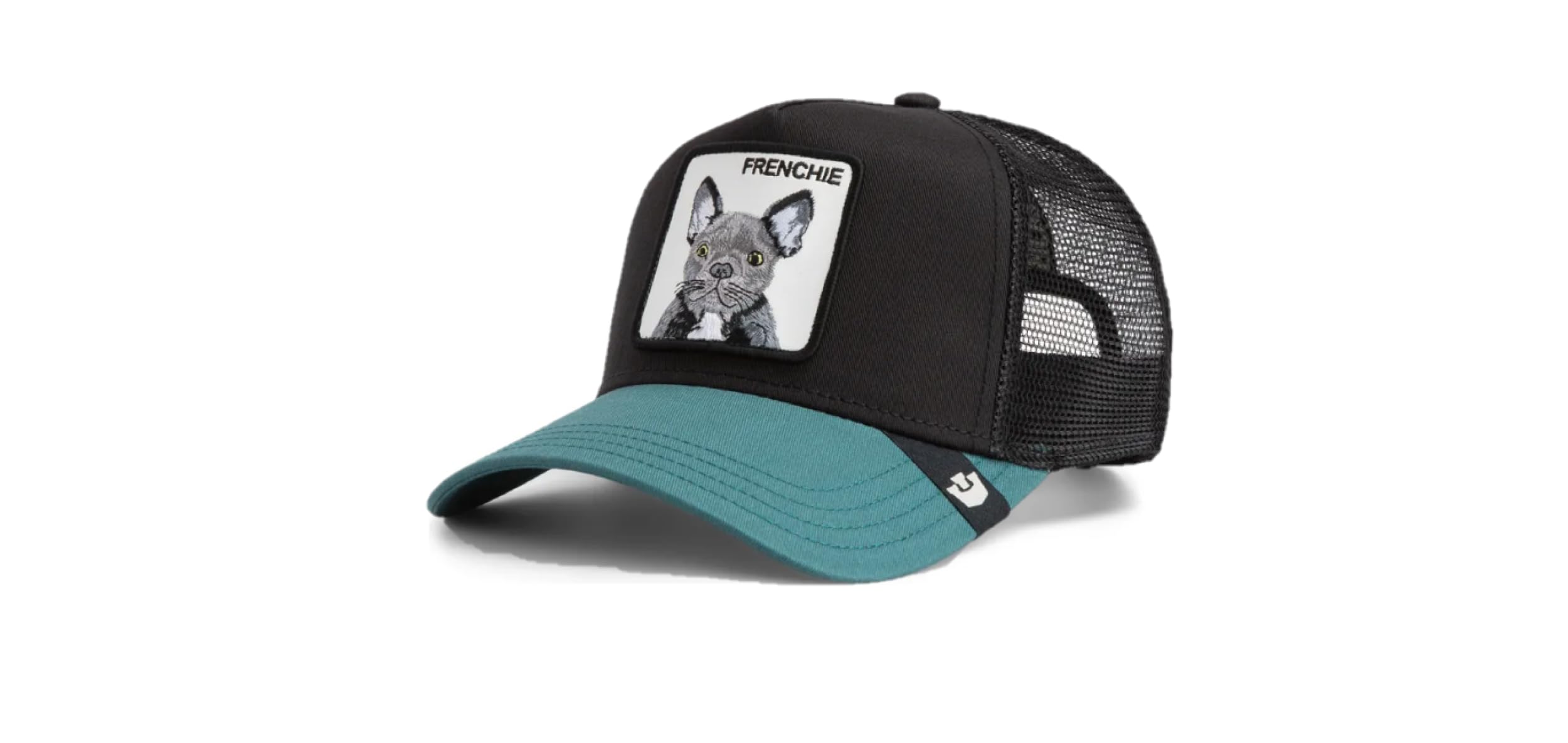 Goorin Bros. Frenchie The Farm Trucker Cap Black and Green with French Bulldog Patch