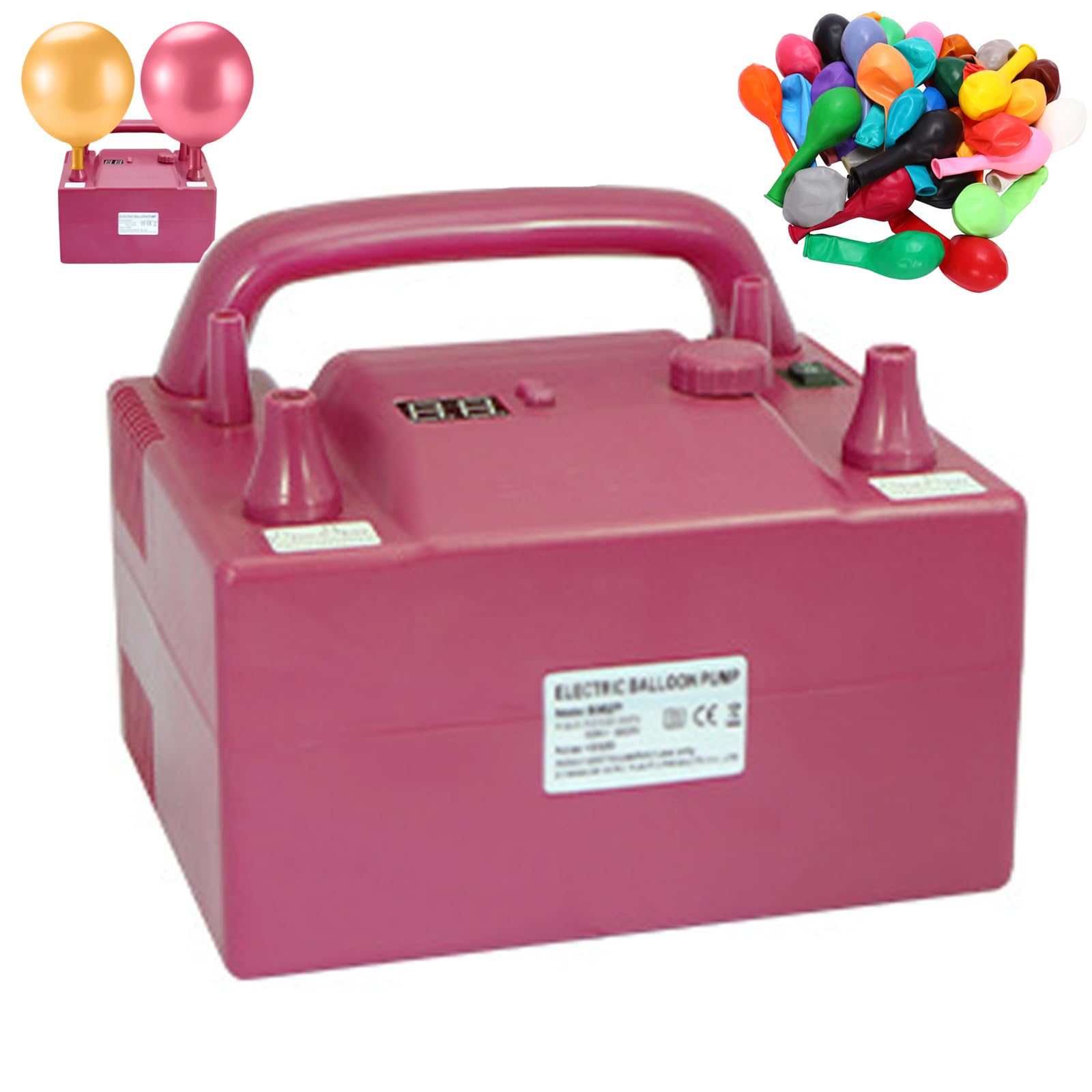 Bomba Eléctrica Para Globos, Inflador De Doble Boquilla 800W Con Velocidad Y Temporizador Ajustables, Inflador Automático Para Globos De Látex Redondos De 5 Pulgadas, Decoración De Boda Cumpleaños
