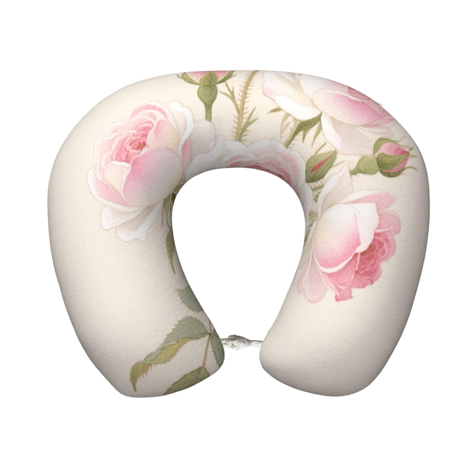 FekiLoot Travel Pillow for Sleeping, Flower Travel Neck Pillow Comfortable U Shape Memory Foam Neck Rest Support Portable Travel Accessories Suitable for Airplane Car Office