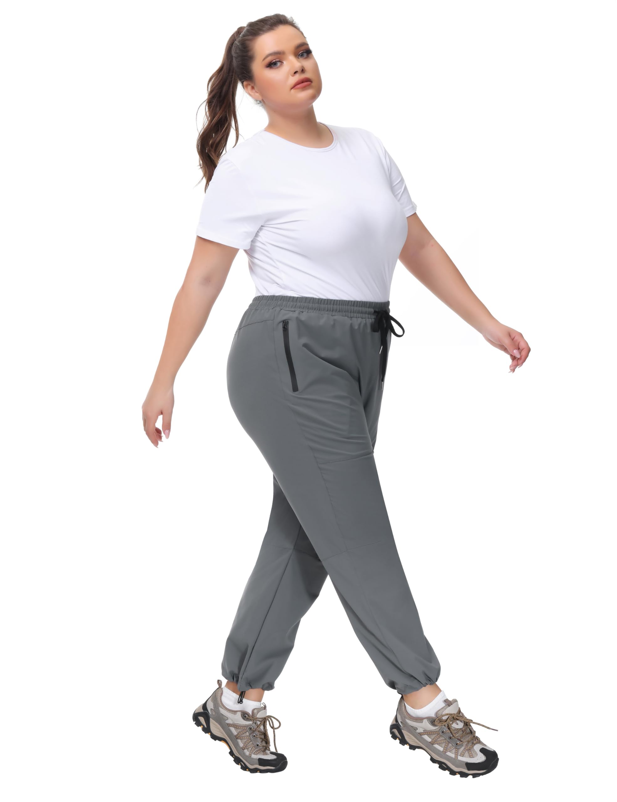 Hanna Nikole Pantalon Cargo Extensible pour Femme avec Poches zippées imperméables