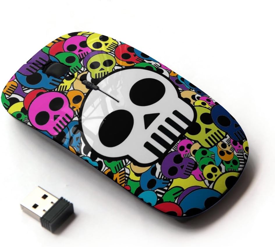 [ Optical 2.4G Wireless Mouse [ Skull Wallpaper Colorful Pirate Drawing ]
