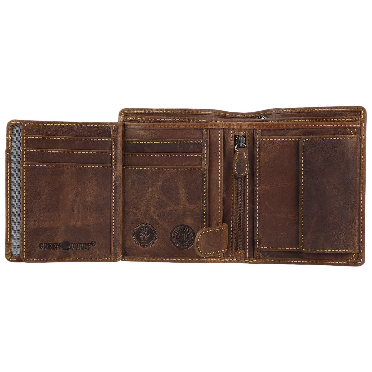 Greenburry Portafoglio Vintage Cafe Racer RFID in pelle 9,5 cm
