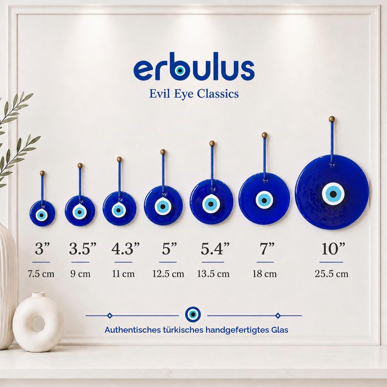 25,4 cm großes blaues böses Auge Wandbehang Ornament – Evil Eye Decor – türkisches handgefertigtes Nazar-Amulett – Heimschutz Charm – Evil Eye Wanddekoration Amulett in Einer Box