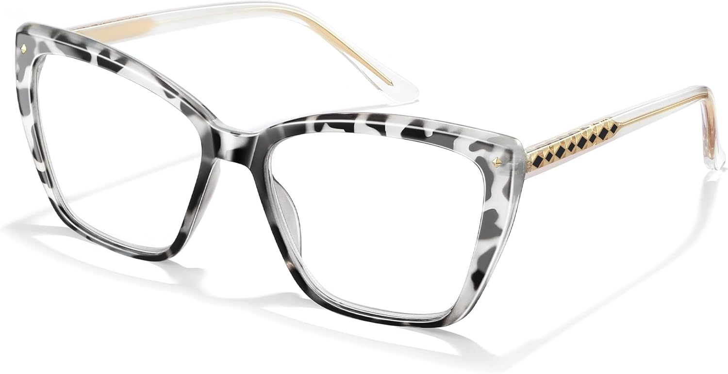 Oversized Cat Eye Blue Light Blocking Reading Glasses for Women Men, TR90 Stylish Glasses, Computer Readers