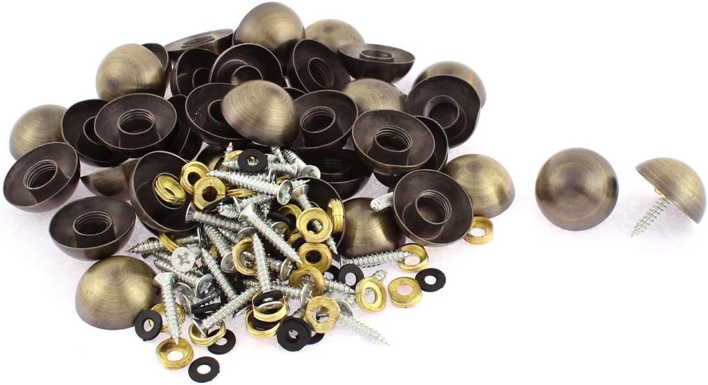 40pcs 23mm Quality Parts Diameter Metal Semicircle Glass Mirror Screw Type Nail Decor Model:20as94qo685