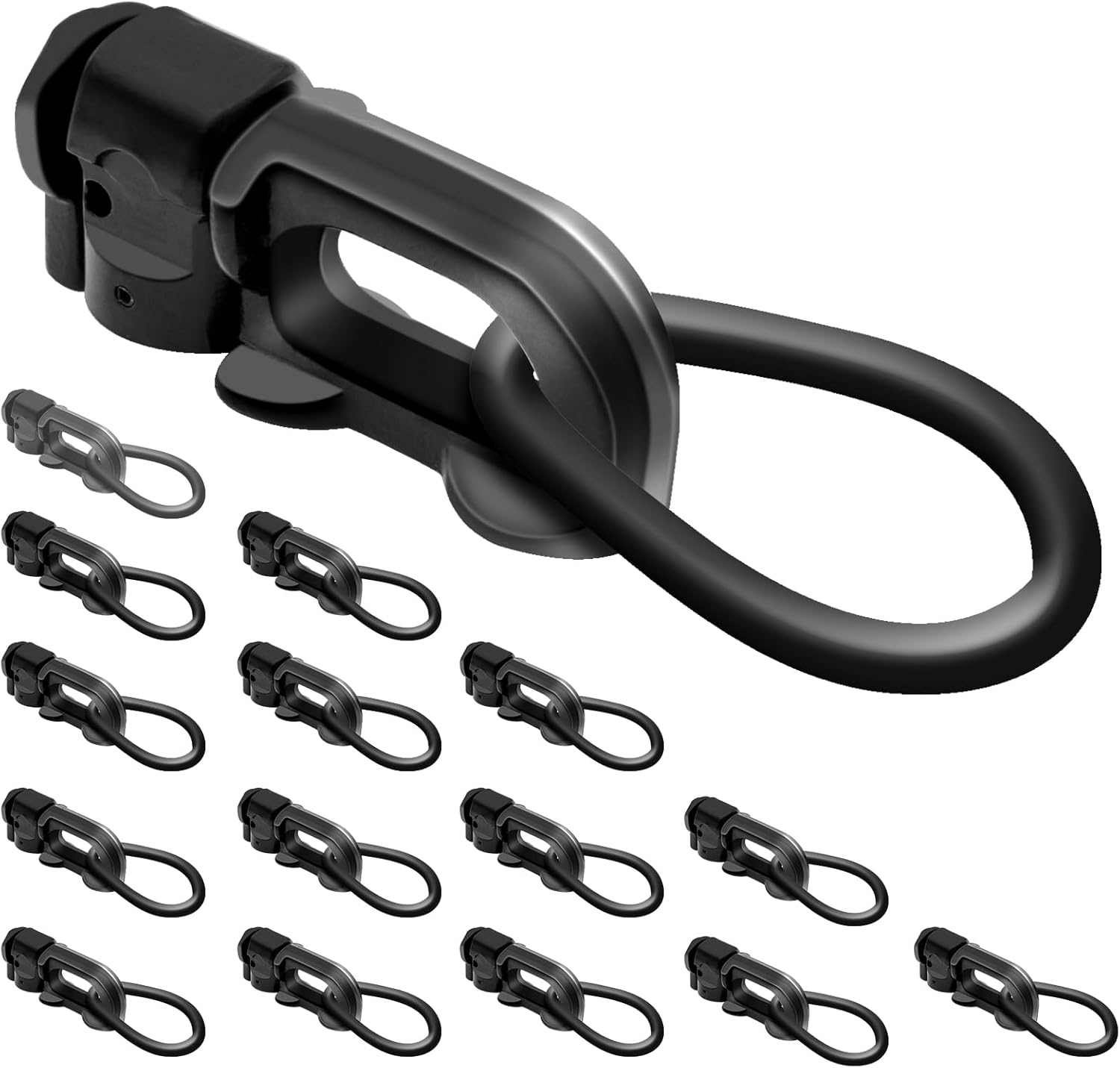 16Pack L Track Double Stud Tie Down Fitting with Pear Link Black, L Track Tie Down, L-Track Accessories for Truck Bed,Trailer Cargo Control,Pickup, RV, ATV Breaking Load 5500Lbs