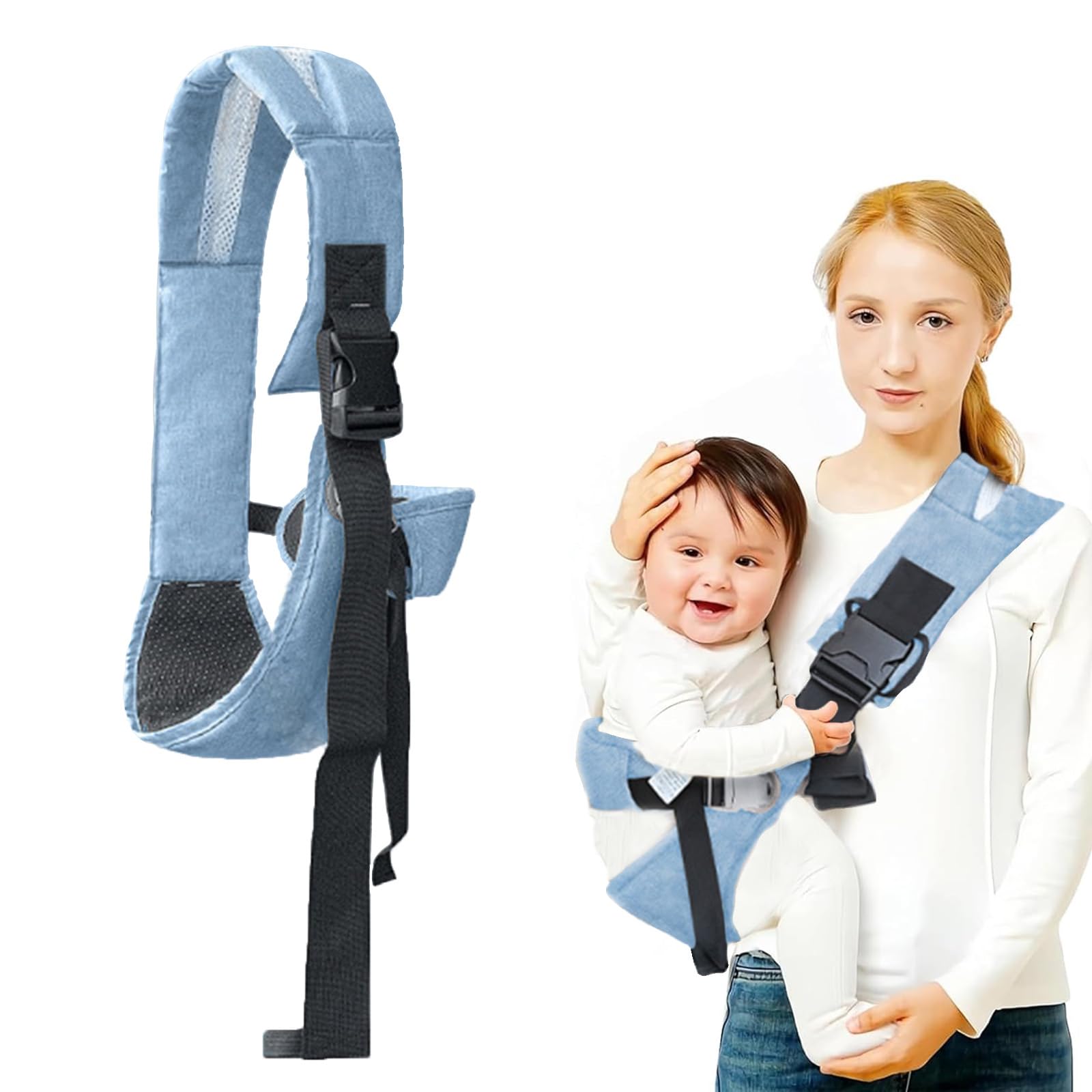 Fascia Porta Neonato Ergonomica In Cotone E Rete 3D Traspirante 0-36 Mesi Fino A 14,9 Kg