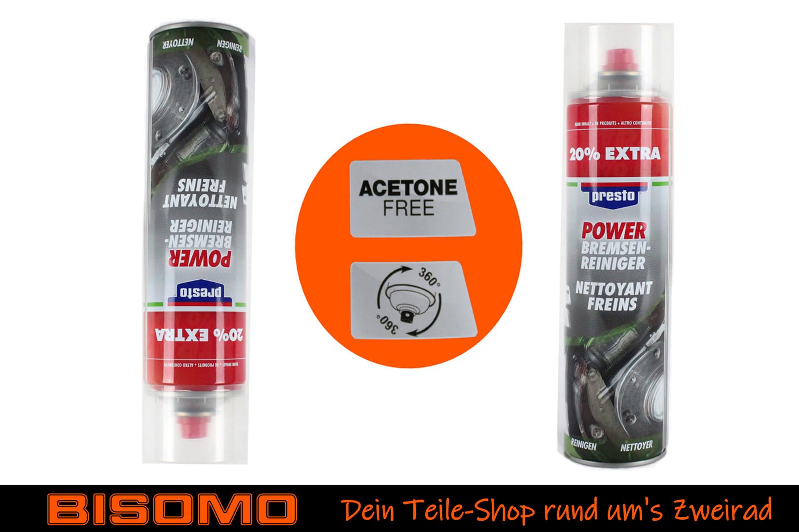 6 x 600 ml Presto Power pulitore freno pulitore parti motore frizione carburatore, rimuove olio grasso polvere dei freni, senza acetone + adesivo bisomico