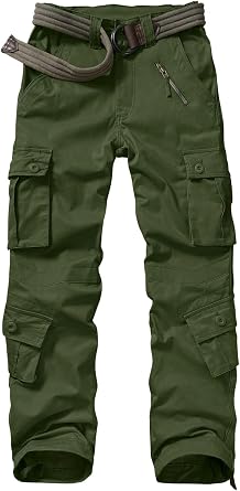 Womens Causal Cotton Cargo Pants Military Combat Workwear Capri Pants with 8 Pockets