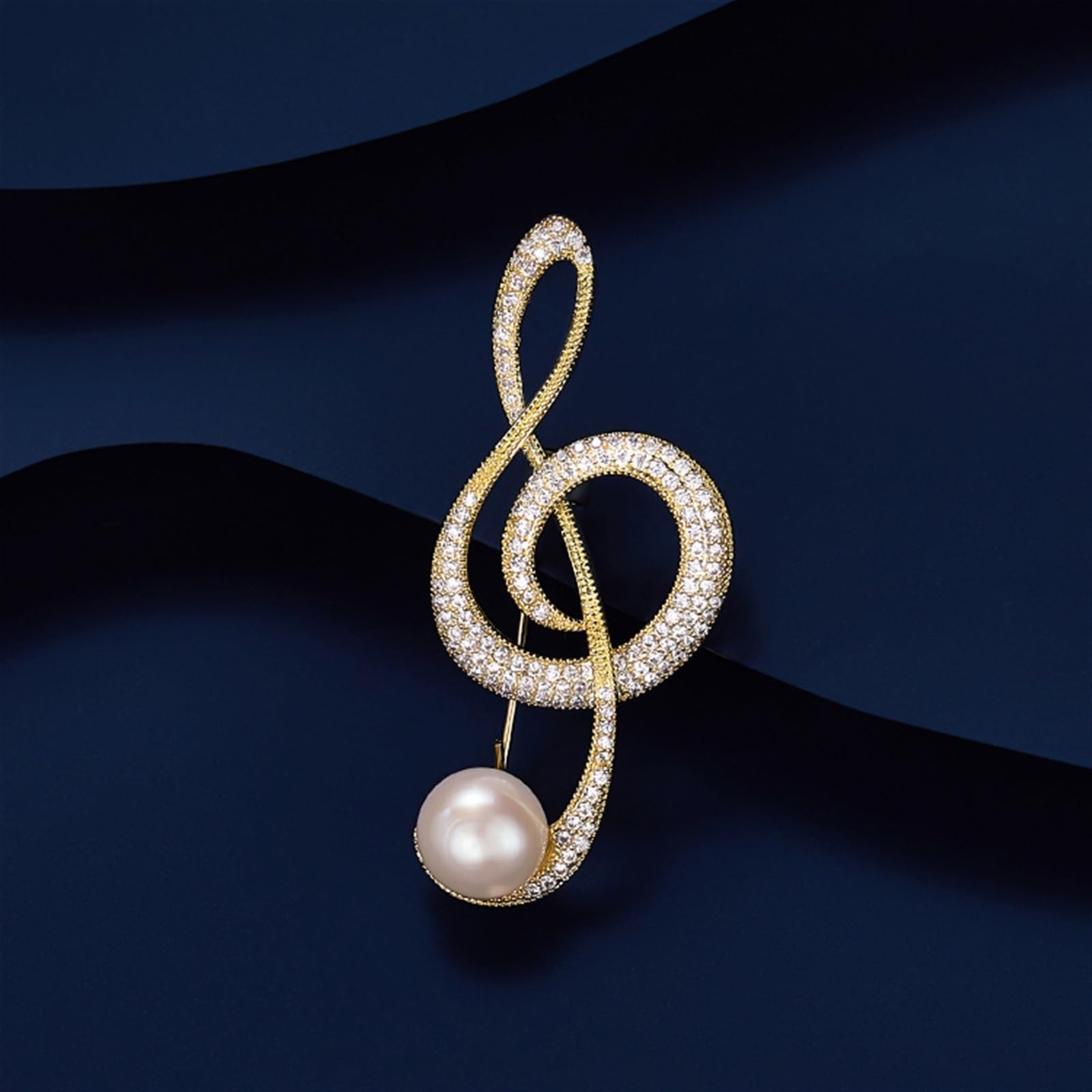 Wedding Brooch Spilla for Nota Musicale, Spilla Musicale in Cristallo simulato con Chiave di G, Corpetto for Donna, Uomo, Musicista, Gioielli da Sposa, Regali