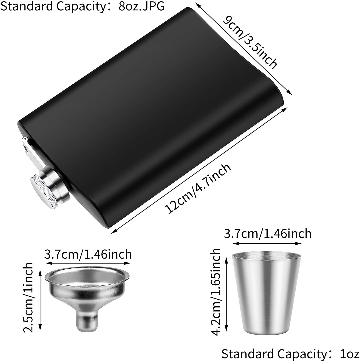  | Elcoho 6 Sets 8 Ounce Stainless Steel Hip Flask Fluid-tight Flask Set with 6 Pieces Stainless Steel Shot Cups and Funnel: Flasks