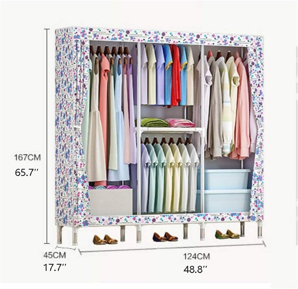 Portable Closet Closets Oxford Cloth Wardrobe Closet Bold 19 Mm Steel Tube Portable Closets Abstract Pattern Closet Fashion Clothes Closet Spacious