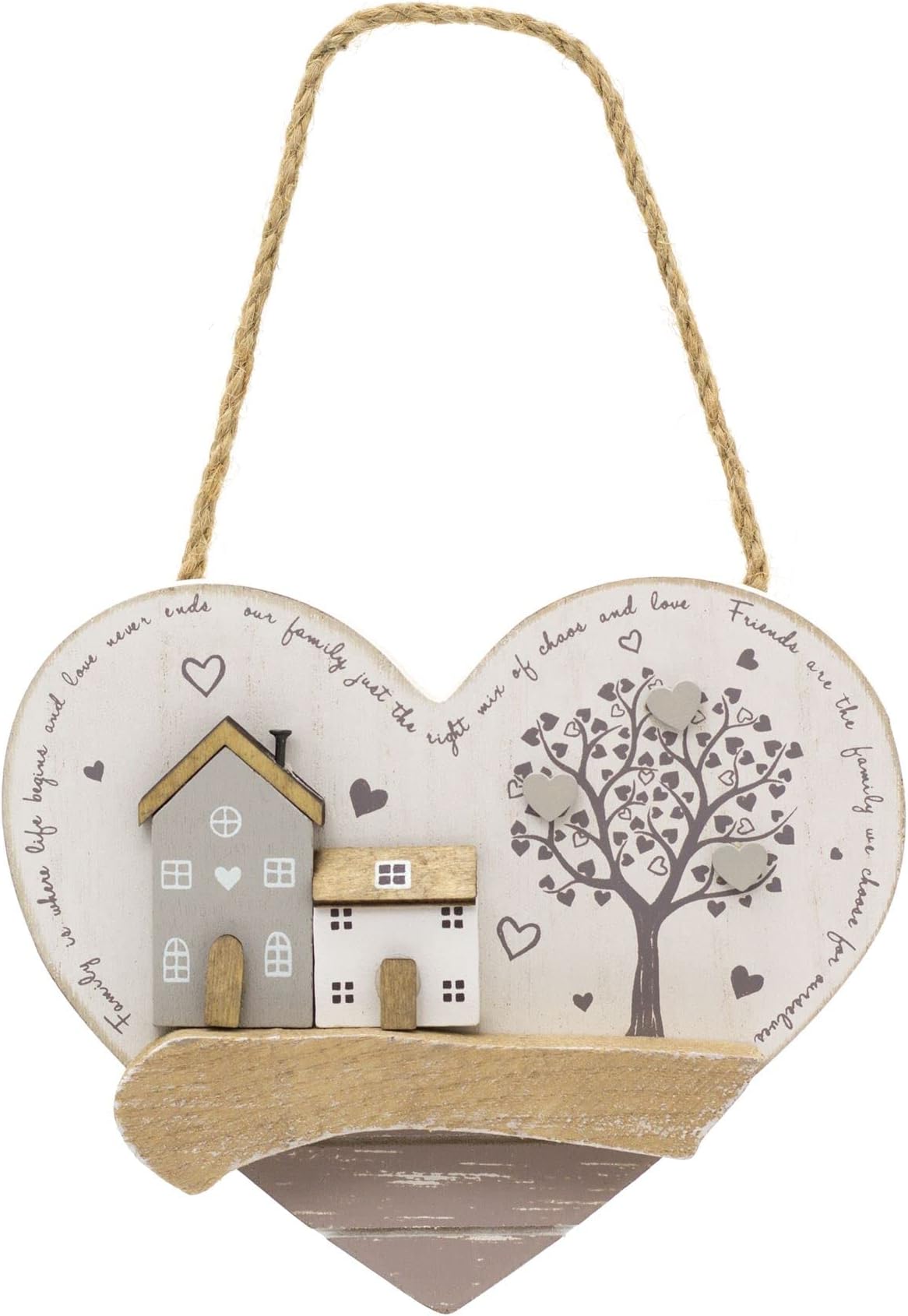 Shabby Chic Wooden Heart Shaped Family And Friends Sign | Family Friends Quotes Heart Wall Plaque | Wooden Hanging Hearts