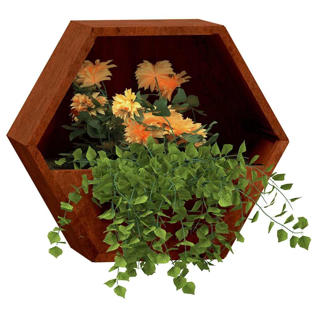 Wand Pflanzkübel Set aus Cortenstahl rostig 2 Stück 30 x 10 x 25 cm für Balkon Fensterbank Garten Terrasse, Blumen Topf Pflanz Gefäß Kübel, wetterfeste Deko