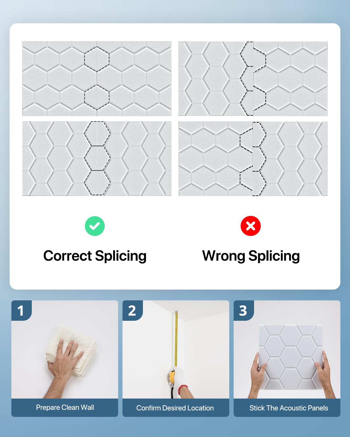 Kuchoow Paneles de pared insonorizados para decoración de interiores, paneles de pared autoadhesivos de alta resistencia, paneles de pared acústicos impermeables de 12 x 12 x 0.4 pulgadas (blanco, 12
