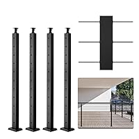 Vista 26 de VEVOR Poste de Barandilla de Cable para Escalera y Cubierta 36 x 0.98 x 1.97 pulgadas Poste de Pasamanos de Cable de Acero Inoxidable con Acabado