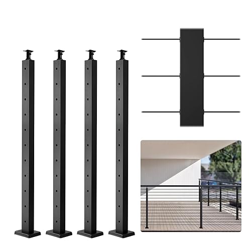 Miniatura 127 de VEVOR Poste de riel de cable, 36 x 1.5 x 1.5 pulgadas, poste de escalera de nivel para escalera, poste de barandilla de acero inoxidable, acabado