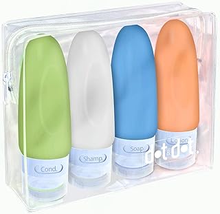 Dot&Dot 4-Pack Silicone Leak-Proof Travel Toiletry Bottles with TSA Bag