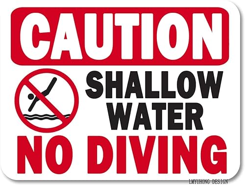 Miniatura 9 de LMYUHONG Letrero de metal con texto en inglés Attention No Diving Pool Sign para reglas de piscina, letreros de seguridad al aire libre, aluminio de