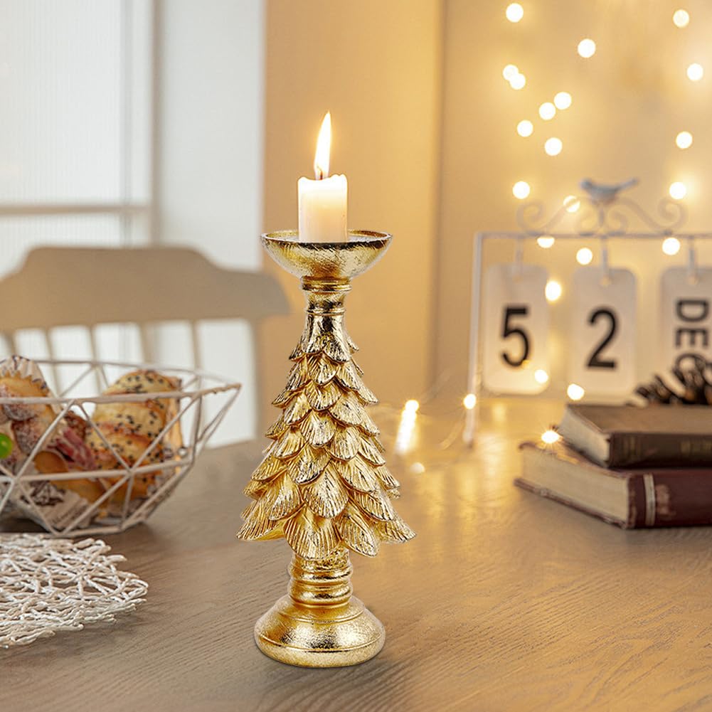 Candelabros navideños 3 Piezas de Resina con Forma de árbol de Navidad candelabros Decorativos candelabros decoración de Mesa navideña candelabro para Centro de Mesa navideño