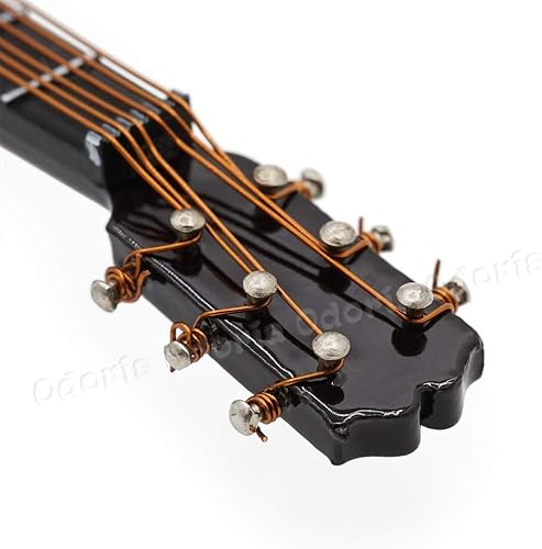 Miniatura 5 de Odoria 112 Guitarra Miniatura Casa de Muñecas Instrumentos Musicales Accesorios, Color Madera