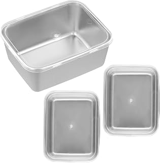 Nivofu 3 pieces stainless steel crisper box, refrigerator crisper food storage box, food container with plastic lid, storage box, cutter jar, refrigerator organizer(B)