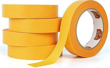 TAPEBEAR Delicate Surface Advanced Masking Tape 25mm x 50m, Orange Painters Tape Indoor Painting Decorating with No Paint Bleed, Sharp Lines, Damage-Free, Low Tack, 5Rolls