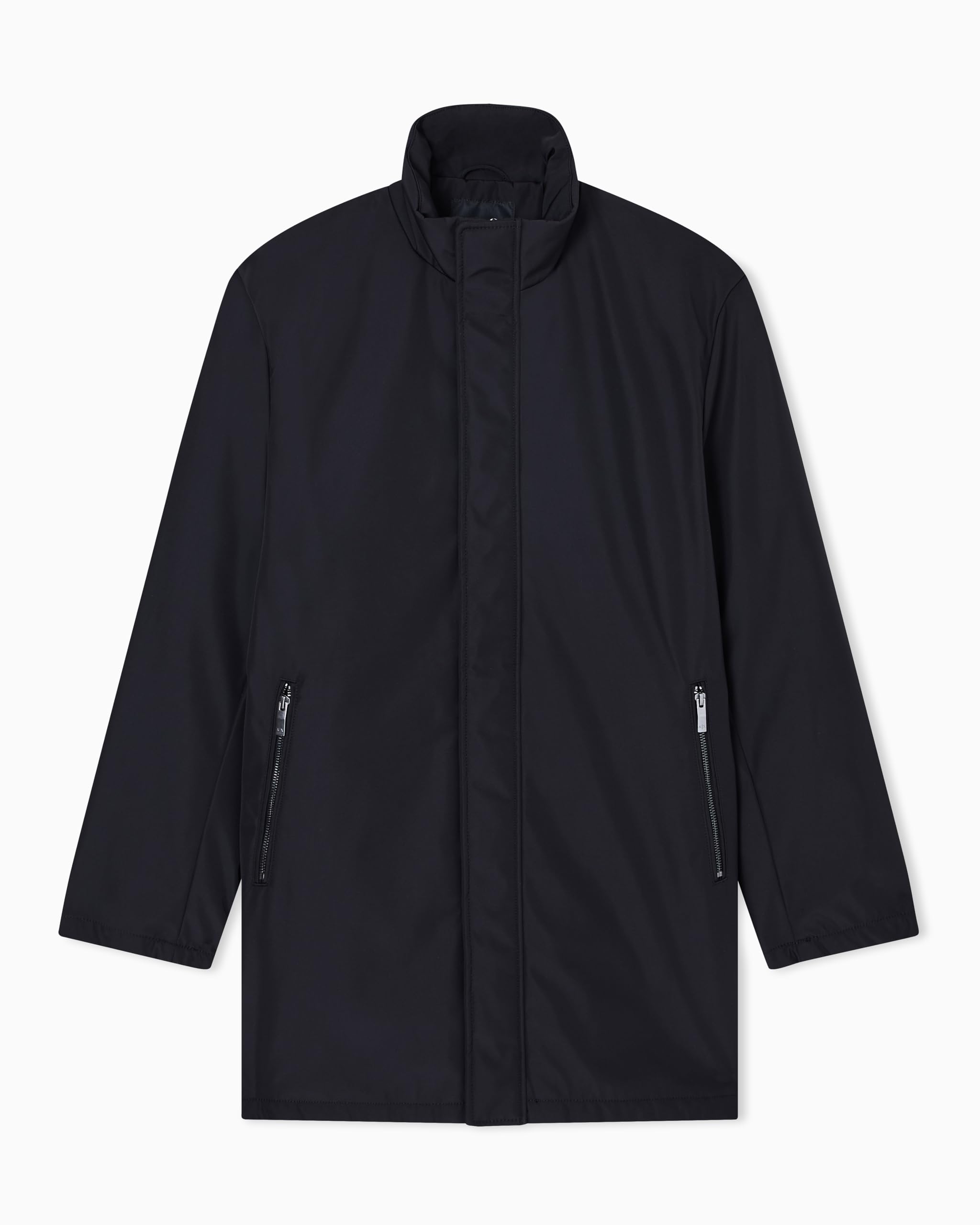 Armani Exchange Men's Essential, Covered Closure down Side Logo Patch Trenchcoat, Black, M