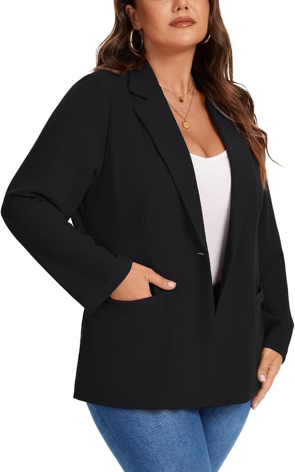 MINTLIMIT Women's Plus Size Blazer Long Sleeve Notch Lapel Casual Work Blazers Button Front Pockets Jackets (XL-5XL) - Image 5