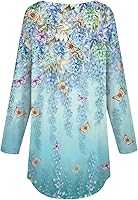 Vista 2 de Kenvina Sudaderas para mujer, manga larga, cuello redondo, dobladillo curvado, túnica sin botones, casual, holgada, para otoño e invierno