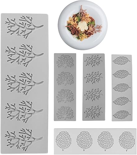 Moldes de chocolate, 5 moldes de fondant de Navidad en forma de hoja, moldes de silicona flexibles antiadherentes para hornear, herramienta de