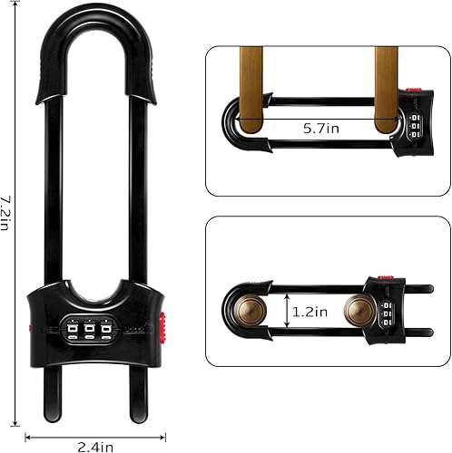 Miniatura 6 de Paquete de 4 cerraduras de gabinete con combinación de cerraduras de puerta corrediza en forma de U para armarios a prueba de niños, cerradura de