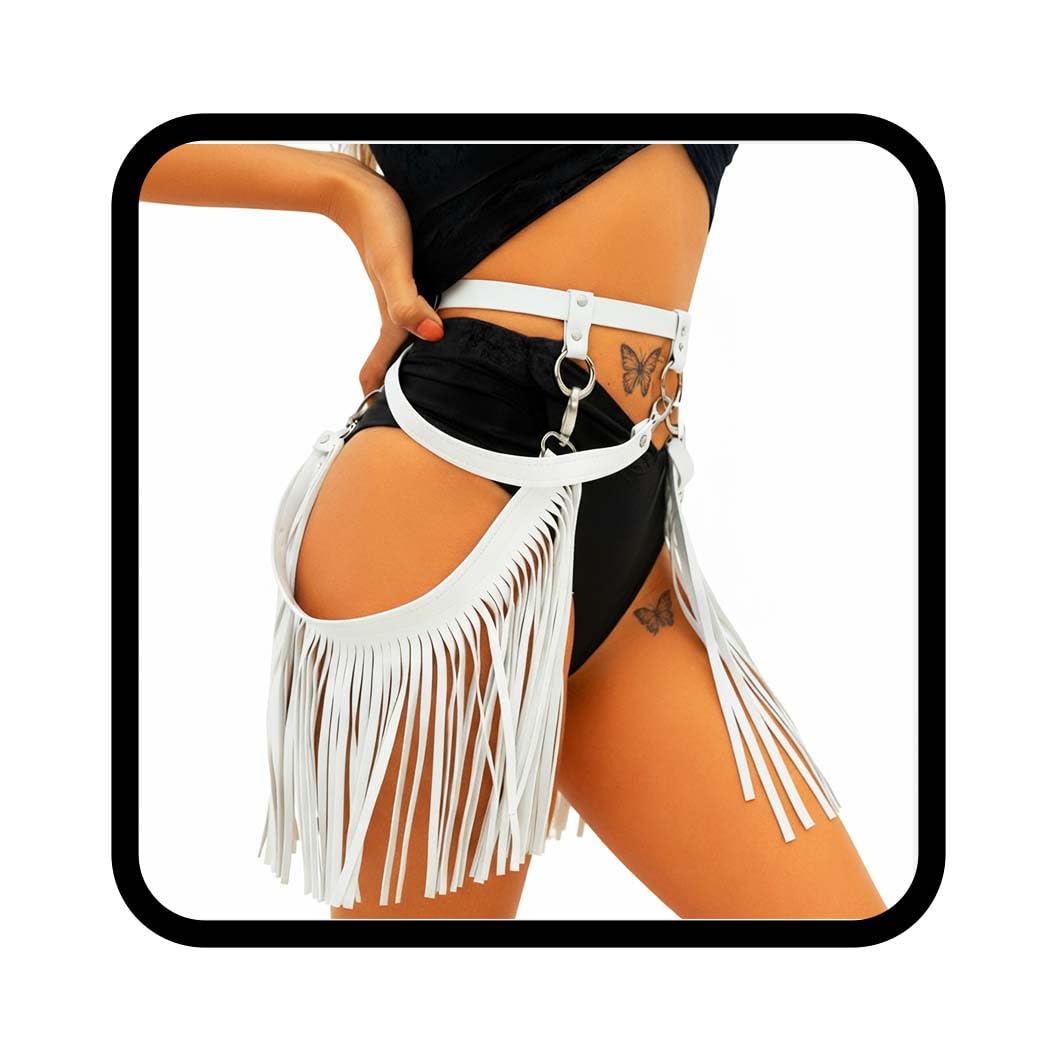 Asooll Punk Leather Women Belts Tassel Fashion Waist Belts Nightclub Party Rave Accessories Belts for Women and Girls