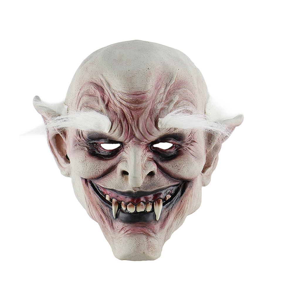 Masque Halloween latex blanc pour terrifier vos proches en fête costumée d'épouvante