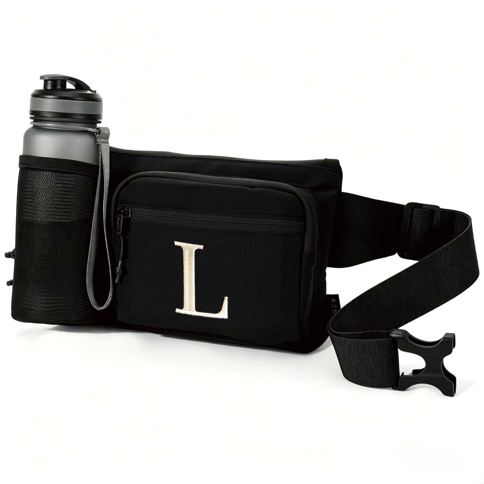 A-Z BAG Bauchtasche mit integrierter Trinkflaschentasche – Personalisierte Hüfttasche für Damen & Herren, verstellbar (77-147cm) für Hundespaziergänge, Wandern, Angeln, Festival